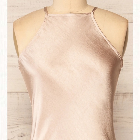 Beige satin halter dress. Never worn. - Picture 3 of 7